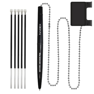 Nadex Coins Ball and Chain Security Pen Set, Black, Dozen (NCC1-1135)
