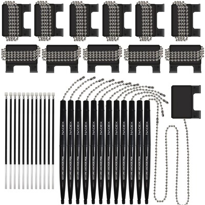 Nadex Coins Ball and Chain Security Pen Set, Black, Dozen (NCC1-1135)