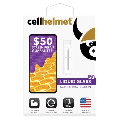cellhelmet Liquid Glass Screen Protector for Phones and Watches with Glass Screens ($50 Screen Repair Coverage), (LSP-PHONE-50)