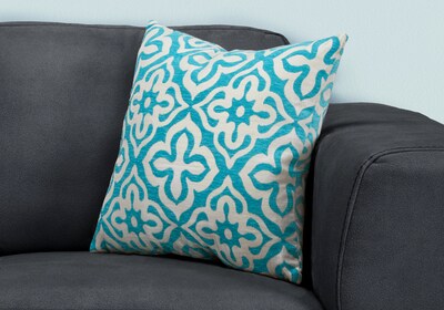Monarch Specialties 18 x 18 Polyester Teal Accent Pillow (I 9224)