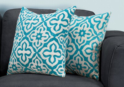 Monarch Specialties 18 x 18 Polyester Teal Accent Pillow, Set of 2 (I 9225)