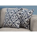 Monarch Specialties 18 x 18 Polyester Blue Accent Pillow, Set of 2 (I 9227)