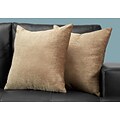 Monarch Specialties 18 x 18 Polyester Tan Accent Pillow, Set of 2 (I 9297)