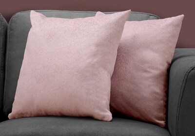 Monarch Specialties 18 x 18 Polyester Pink Accent Pillow, Set of 2 (I 9323)