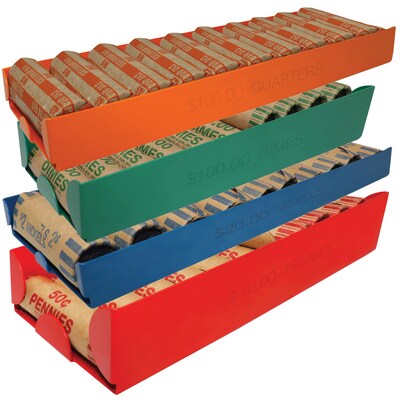 Nadex Coins Assorted Stackable Aluminum Coin Trays, 4 Pack (NCC1-1105)
