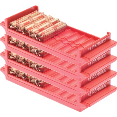 Nadex Coins Rolled-Coin-Storage Organizer Tray Sets with Ridges for Loose Coins, 4 Pack (NCS8-1009-4PK)