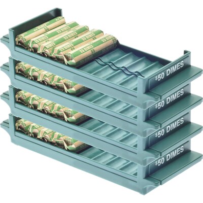 Nadex Coins Rolled-Coin-Storage Organizer Tray Sets with Ridges for Loose Coins, 4 Pack (NCS8-1009-4PK)