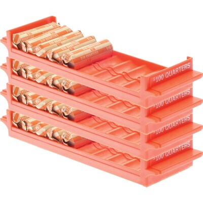 Nadex Coins Rolled-Coin-Storage Organizer Tray Sets with Ridges for Loose Coins, 4 Pack (NCS8-1009-4PK)