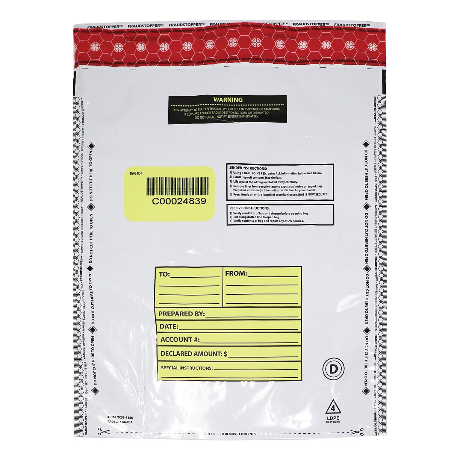 Nadex Coins Opaque Tamper-Evident Cash and Coin Bank Deposit Bags, 12 x 16, 50 Pack (NCC1-1122)
