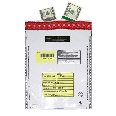 Nadex Coins Opaque Tamper-Evident Cash and Coin Bank Deposit Bags, 12" x 16", 50 Pack (NCC1-1122)