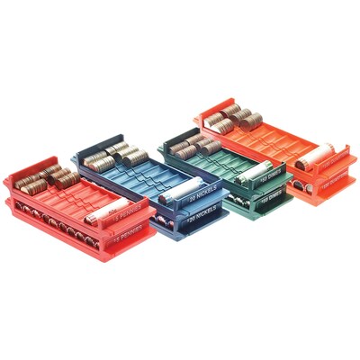 Nadex Coins Rolled Coin Storage Organizer Tray Set with Ridges for Loose Coins (NCS8-1009)
