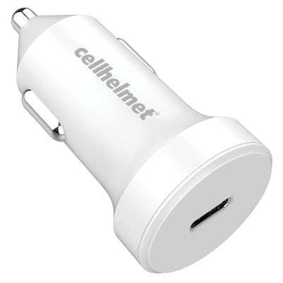 cellhelmet 20-Watt Single-USB Power Delivery Car Charger with USB-C to Lightning Round Cable, 3 Feet