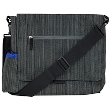 SO-MINE Fabric Casual Messenger Bag, Charcoal/Cobalt (SM456)