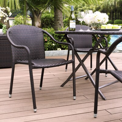 Crosley Palm Harbor Outdoor Wicker Stackable Chairs - Set Of 4 Brown (CO7109-BR)