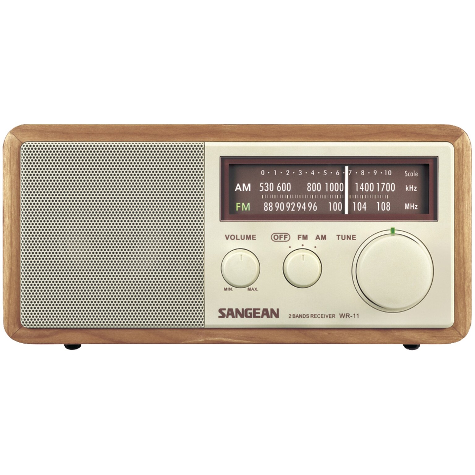 Sangean WR11 FM/AM Analog Wooden Cabinet Tabletop Radio Receiver