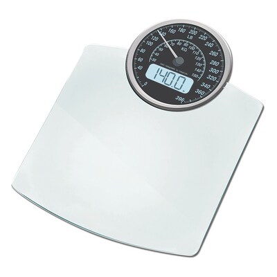 BIOS Living Digital/Mechanical Blue Backlight LCD 396-lb Capacity Glass Bathroom Scale, (SC427)