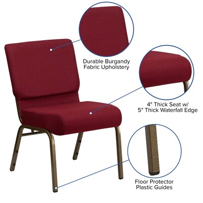 Flash Furniture HERCULES Series Fabric Church Stacking Chair, Burgundy/Gold Vein Frame (FCH2214GV369)