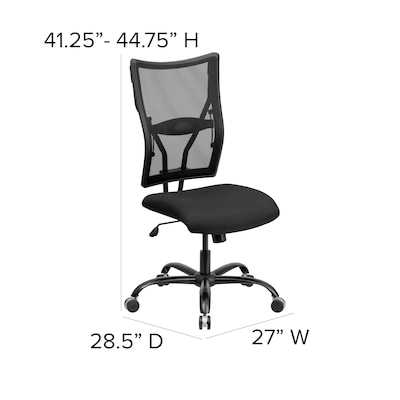 Flash Furniture HERCULES Series Armless Ergonomic Mesh Swivel Big & Tall Executive Office Chair, Black (WL5029SYG)