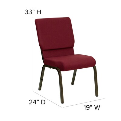 Flash Furniture HERCULES Series Fabric Stacking Church Chair, Burgundy/Gold Vein Frame (XCH60096BY)