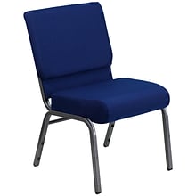 Flash Furniture HERCULES 21 Church Chair W/4 Seat Silver Vein Frame, Navy Blue