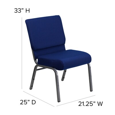 Flash Furniture HERCULES Series Fabric Church Stacking Chair, Navy Blue/Silver Vein Frame (FCH2214SVNB24)