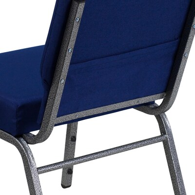 Flash Furniture HERCULES Series Fabric Church Stacking Chair, Navy Blue/Silver Vein Frame (FCH2214SVNB24)