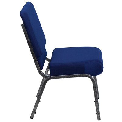 Flash Furniture HERCULES Series Fabric Church Stacking Chair, Navy Blue/Silver Vein Frame (FCH2214SVNB24)