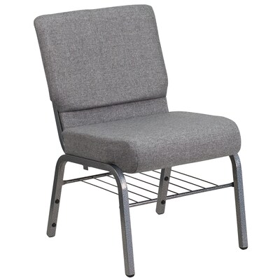 Flash Furniture HERCULES 21 x 3 3/4 Church Chairs W/Book Rack & Silver Vein Frame (XUCH0221GYSVB)