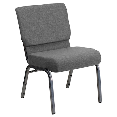 Flash Furniture HERCULES Series Fabric Stacking Church Chair, Gray/Silver Vein Frame (XUCH0221GYSV)