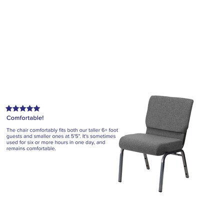 Flash Furniture HERCULES Series Fabric Stacking Church Chair, Gray/Silver Vein Frame (XUCH0221GYSV)