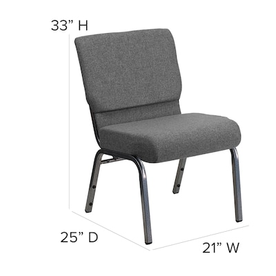 Flash Furniture HERCULES Series Fabric Stacking Church Chair, Gray/Silver Vein Frame (XUCH0221GYSV)