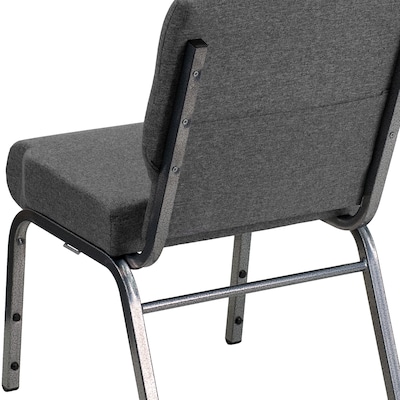 Flash Furniture HERCULES Series Fabric Stacking Church Chair, Gray/Silver Vein Frame (XUCH0221GYSV)