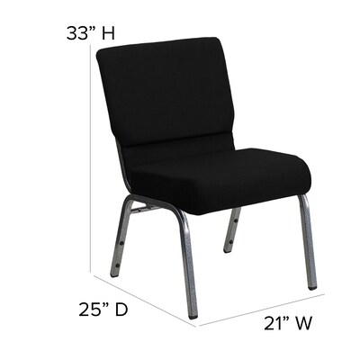 Flash Furniture HERCULES Series Fabric Stacking Church Chair, Black/Silver Vein Frame (XUCH0221BKSV)