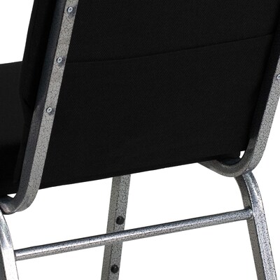 Flash Furniture HERCULES Series Fabric Stacking Church Chair, Black/Silver Vein Frame (XUCH0221BKSV)