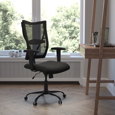 Flash Furniture HERCULES Series Ergonomic Mesh Swivel Big & Tall Executive Office Chair, Black (WL5029SYGA)