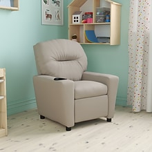 Flash Furniture Contemporary Vinyl Kids Recliner W/Cup Holder; Beige