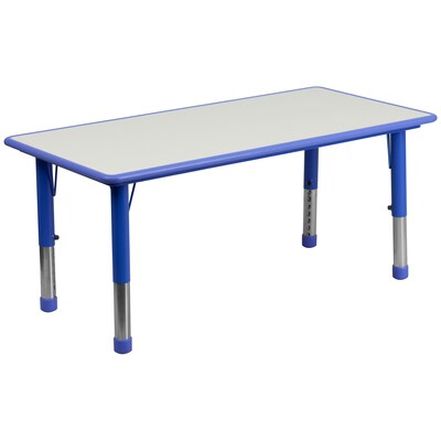 Flash Furniture Wren Rectangular Activity Table, 23.625 x 47.25, Height Adjustable, Blue/Gray (YU0