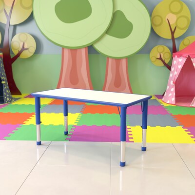 Flash Furniture Rectangular Activity Table, 23.63 x 47.25, Height Adjustable, Blue (YU060RECTBLBL)
