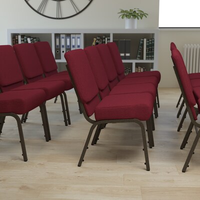 Flash Furniture HERCULES Series Fabric Church Stacking Chair, Burgundy/Gold Vein Frame (FCH2214GV369)