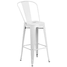 Flash Furniture Kai Contemporary Metal Slat Back Bar Stool, White (CH3132030GBWH)