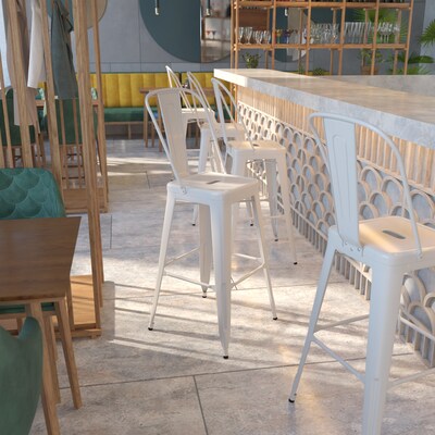 Flash Furniture Kai Contemporary Galvanized Steel Barstool, White (CH3132030GBWH)