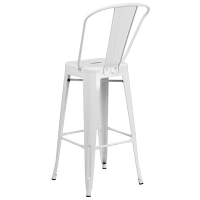 Flash Furniture Kai Contemporary Metal Slat Back Bar Stool, White (CH3132030GBWH)