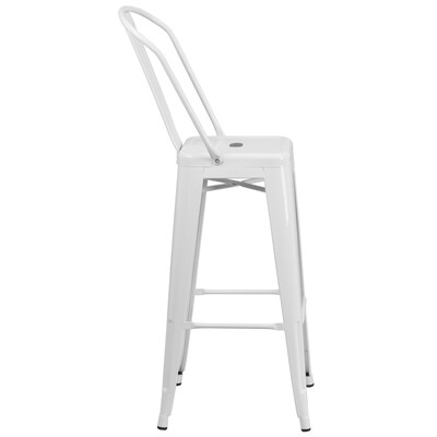 Flash Furniture Kai Contemporary Metal Slat Back Bar Stool, White (CH3132030GBWH)