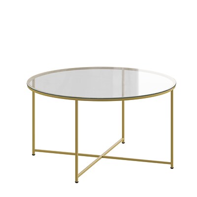 Flash Furniture Greenwich Collection Coffee Table, Clear/Matte Gold (NANJH1786CT)