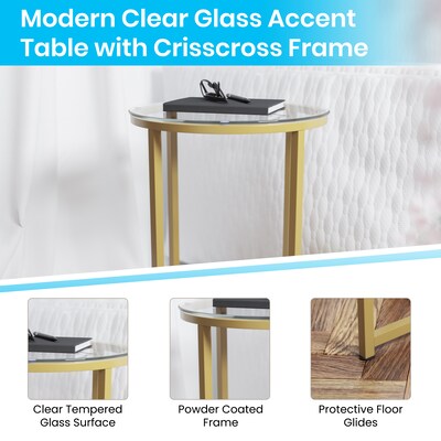 Flash Furniture Greenwich Collection End Table, Clear/Matte Gold (NANJH1786ET)