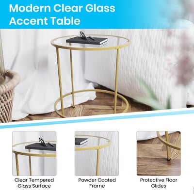 Flash Furniture Astoria Collection End Table, Clear/Matte Gold (NANJN21750ET)