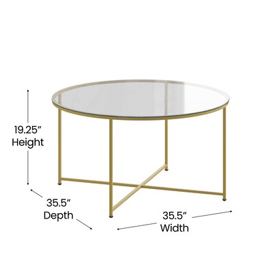 Flash Furniture Greenwich Collection Coffee Table, Clear/Matte Gold (NANJH1786CT)