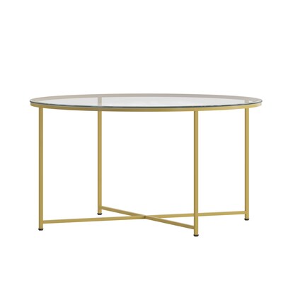 Flash Furniture Greenwich Collection Coffee Table, Clear/Matte Gold (NANJH1786CT)