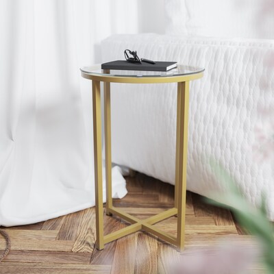 Flash Furniture Greenwich Collection End Table, Clear/Matte Gold (NANJH1786ET)