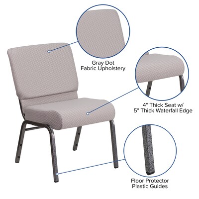Flash Furniture HERCULES Series Fabric Church Stacking Chair, Gray Dot/Silver Vein Frame (FDCH02214SVGYDT)